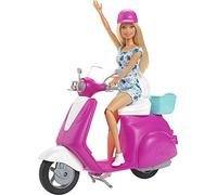Muñeca Barbie con Casco y Scooter rosa