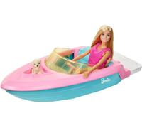 Muñeca Barbie con su barco para aventuras acuáticas llenas de diversión
