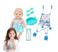 Muñeca Bebé con Cochecito - De Juguetes De 10 Pulgadas, Accesorios De De Simulación, Silla De Alimentación, Biberón, Cuchara, Kit Incluido | Increíble Regalo para Niños, Imaginación,