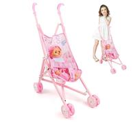 Muñeca bebé con Cochecito, Juego de Cochecito para muñeca bebé, 2 unids/Set Plegable con, Lindo posable con Ropa portátil, para niños pequeños