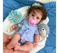 Muñeca bebé de Cuerpo Completo de Silicona Suave con Cabello implantado; Puede Abrir la Boca para ser alimentada; Lavable, de Tacto Realista y Ojos Azules. ¡Un Regalo Encantador para niñas pequeñas!