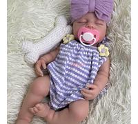 Muñeca Bebé de Silicona Realista de Cuerpo Completo con Boca Abierta, Muñecas Reborn Realistas de 45 cm, Niña Dormida, Hecha a Mano y Pintada para Coleccionistas