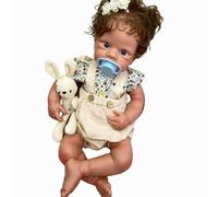 Muñeca bebé Reborn de Silicona Completa Lavable (niña) con Boca Abierta, Juguete Realista de 20 Pulgadas con Cabello injertado a Mano, Ideal para acompañar a los niños. (Tan-Girl)