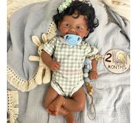 Muñeca bebé Reborn de Silicona con Boca Abierta: Regalo para niños (Dark Color,Girl)