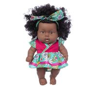 Muñeca bebé recién nacida negra de 12 pulgadas, muñeca bebé reencarnada con cabello rizado, muñeca bebé africana reborn, juguete de muñeca bebé con vestido para niñas, muñeca de moda y juego para