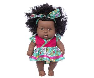 Muñeca bebé recién nacida negra de 12 pulgadas, muñeca bebé reencarnada con cabello rizado, muñeca bebé africana reborn, juguete de muñeca bebé con vestido para niñas, muñeca de moda y juego para