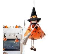 Muñeca Bruja Halloween - Decoración Colgante Noche De Brujas | Figura Hechicera Con Escoba | Pequeña Figurita Falda Malla, Adorno Colgable Para Casa Embrujada, En Decoración Puerta Y Ventana Habitació