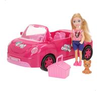 Muñeca con coche descapotable, perro y accesorios Bella