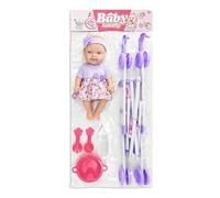 Muñeca con Cochecito, Juego de Cochecito para Muñecas - Accesorios para muñecas infantiles para juegos realistas,Muñeca suave de 10 pulgadas, incluye cochecito y accesorios de alimentación, juego de j