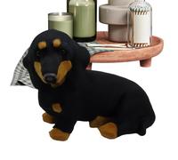 Muñeca Dachshund de - Figura de mascota de peluche artificial, perro decorativo de dibujos animados, material de cuero PU ABS | regalo de cumpleaños decoración del hogar sala de estar