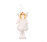 Muñeca de ángel decorativa para Navidad con versiones sentadas y elásticas con fibra sintética suave y materiales de resina (blanco telescópico)