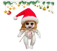 Muñeca de bebé espeluznante, 9,84 x 4,72 x 3,15 pulgadas, gran figura de terror con efecto de sangre artificial realista, accesorio ligero y portátil, decoración de muñecas zombies, juguete de terror