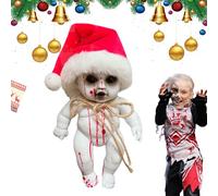 Muñeca de bebé espeluznante, 9,84 x 4,72 x 3,15 pulgadas, gran figura de terror con efecto de sangre artificial realista, accesorio ligero y portátil, decoración de muñecas zombies, juguete de terror