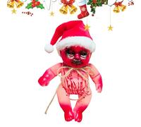Muñeca de bebé espeluznante, 9,84 x 4,72 x 3,15 pulgadas, gran figura de terror con efecto de sangre artificial realista, accesorio ligero y portátil, decoración de muñecas zombies, juguete de terror