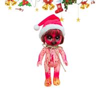 Muñeca de bebé espeluznante, 9,84 x 4,72 x 3,15 pulgadas, gran figura de terror con efecto de sangre artificial realista, accesorio ligero y portátil, decoración de muñecas zombies, juguete de terror