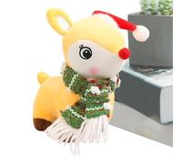 Muñeca de ciervo de Navidad | Peluche de alce de Navidad de 18 cm - Juguete de peluche de alce abrazable, felpa de alce suave con sombrero de Navidad con bufanda para la decoración del hogar i
