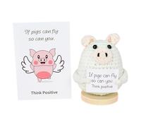 Muñeca de crochet , apoyo emocional de crochet animal | Muñeca emocional de tejer con tarjeta de afirmación - Animal hecho a mano de novedad linda y divertida para la decoración de la habitación del h