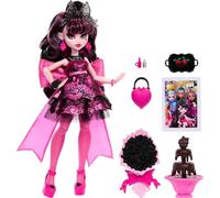 Muñeca de Draculaura de Monster High en vestido de fiesta Monster Ball con accesorios temáticos como fuente de chocolate, negra