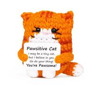 Muñeca de gatos de apoyo emocional de punto hecha a mano con tarjeta de afirmación positiva para decoración de oficina regalos inspiración Muñeca de gatos de apoyo emocional de punto hecha a mano