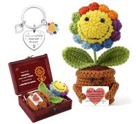 Muñeca de Girasoles Positivo con un Mensaje Positivo en Español | Regalos Girasol y Divertido para Mujer con Amuletos de la Suerte y Cofre del Tesoro | Idea para Cumpleaños, Amiga, Niña | Peluche Moti
