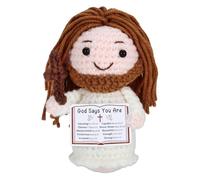 Muñeca de Jesús de ganchillo con tarjeta de bendición, regalo religioso para primera comunión, bautizo, confirmación, cesta de Pascua para niñas, niños y adolescentes, regalo cristiano para jóvenes