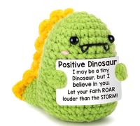 Muñeca de Maíz Mini Tejida a Mano, Set de Regalo de Apoyo Emocional con Tarjeta de Felicitación, Regalo Divertido (Dinosaurio)