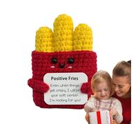 Muñeca de patatas fritas de apoyo emocional, muñeca de punto con patatas fritas, cómoda y bonita, juguete de ganchillo con tarjeta positiva, muñeca de animación, decoración de fiesta de amigos de