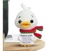 Muñeca de pato positiva de punto - apoyo emocional pato de punto de ganchillo, apoyo para niños, muñeco de ganchillo de pato para escritorio, estantería, armario de televisión