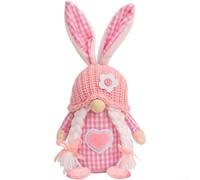 Muñeca de peluche de conejo sin rostro de Pascua con orejas y brazos flexibles para decoración navideña, exhibición de mesa o acento de estante (mujer)