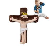 Muñeca de peluche de Jesús rellena - Peluche con personaje de Jesús cruz | Decoración navideña suave para habitación de los niños, escritorio para coche, sofá de viaje, salón, sofá