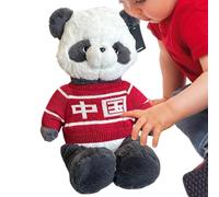 Muñeca de peluche de panda chino, muñeco de peluche panda, lindo peluche de peluche de panda, cojín con suéter para dormir y , decoración de la habitación para cumpleaños y Navidad