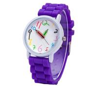 Muñeca de silicona 3D para niños pequeños, reloj de aprendizaje para niños de 4 a 7 años, morado, One Size