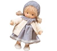 Muñeca de trapo 9.5x2.4x4.7 '' Adorable muñeca de felpa suave con sombrero de tela y bufanda Exquisito mini juego de roles navideño para bebé para fomentar el amor y el compañerismo Rag, Plush, Mini