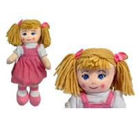 Muñeca de trapo grande, 40 cm, de tela, muñeca de tela, muñeca con trenzas y vestido Lily, suave y segura, muñecas con trenzas de lana, colores surtidos color aleatorio