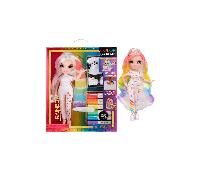 Muñeca DIY Rainbow High Color & Create con Marcadores Lavables, Ojos Azules, Cabello Lacio y Accesorios. Crea, Juega y Repite. Edad 4