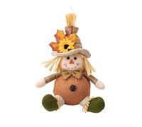 Muñeca espantapájaros de tela suave, adorno de Acción de Gracias con cordón, decoración colgante de cosecha de otoño para decoración de escritorio del hogar, felpa para arce para hoja de temporada, 9
