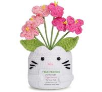 Muñeca hecha a mano Positive Forget Me Not Crochet - Regalos para mujeres con tarjeta True Friends Are Like Bright Forget Me Not - Bonitos adornos decorativos colgantes regalos de amistad para