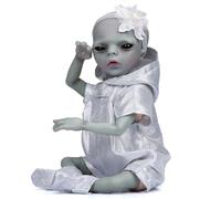 Muñeca Infantil Reborn Alien - Réplica De Bebé Pintada Hiperrealista, Cuerpo De Vinilo De Silicona Suave, Extremidades Flexibles | Idea Detallada Del Escaparate De La Escultura Del Recién Nacido De La