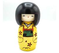 Muñeca Kokeshi de Madera Auténtica Chica Feliz Amarilla de The Japanese Shop