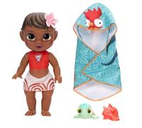 Muñeca Moana de Disney Princess para la Hora del baño, 30 cm / 12", Jakks Pacific, Cambia de Color al Contacto con el Agua, Incluye rociadores de Agua y Toalla Heihei