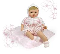 Muñeca Nines d'Onil. Mi bebito es una muñeca Que Abre y Cierra Sus ojitos. Su trajecito es de Punto Color Rosita. Lleva un cojín, y Chupete. Tamaño 40cm. Su Cuerpo es blandito. R/705