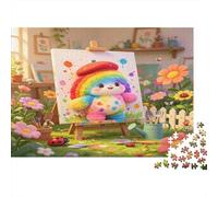 Muñeca Pintora Arcoíris Puzzle de 1000 Piezas Papel para Adultos Escena de Jardín Artística Relajante Decoración Regalo Familiar 52x38cm/1000pcs