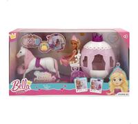 ColorBaby Bella Muñeca Princesa, 15 cm, Articulada, Carruaje con Caballo Blanco, Incluye Bolso y Corona, Diseño en Tonos Rosa y Morado, Juguetes para niñas 3 años, Juegos Princesas (39393)