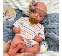 Muñeca Reborn de cuerpo completo de silicona con boca abierta 17 pulgadas - Incluye chupete - Muñeca ultra realista y pesada, pintada a mano con rubor en las mejillas - Regalo ideal para niñas y niños
