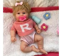 Muñeca Reborn de Cuerpo Completo de Silicona con Boca Abierta y Cabello injertado - 12 Pulgadas, Lavable, con articulaciones móviles, Peso Realista y Tacto Real - Juguete Hecho a Mano para niñas