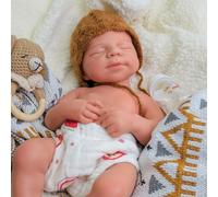 Muñeca Reborn de Silicona Realista de 45 cm, Hecha a Mano, con Cuerpo de niña recién Nacida y una anatomía Correcta para acompañar a Personas Mayores (niño-marrón).