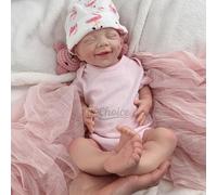 Muñeca Reborn Silicona Cuerpo Entero de 45CM y 2.7KG, bebés de Silicona Pintada en 3D, con Aspecto de niña dormida (Caucásico)