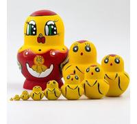 Muñeca Rusa de anidación, diseño de Pato Amarillo pequeño de 10 Capas, Tilo Secado al Aire Pintado a Mano, Juguetes y Ornamento Creativo