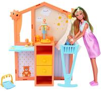 STEFFI LOVE Simba 105733590002 Baby Surprise - Altavoz - Muñeca maniquí de 29 cm - Vientre extraíble - Bebé 5 cm - Dormitorio + Accesorios