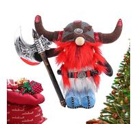 Muñeca vikinga para niños, vikingo, Figura de peluche enano vikingo, Hacha de sujeción y escudo con capa, decoración de guerrero sueco medieval en miniatura para decoraciones de mesa con estante de ba